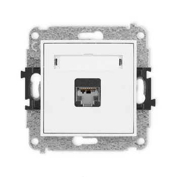 Mechanizm gniazda komputerowego pojedynczego 1xRJ45, kat. 5e, ekranowany, 8-stykowy Karlik seria ICON IGK-1e kolor biały