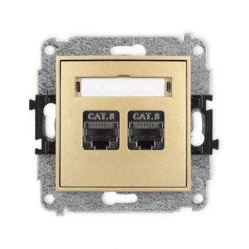 Mechanizm gniazda komputerowego podwójnego 2xRJ45, kat. 8, ekranowany, 8-stykowy Karlik seria MINI 29MGK-12 kolor złoty