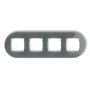 Ramka uniwersalna poczwórna okrągła - efekt szkła ramka: grafitowa spód: czarny Karlik seria ICON 28-12-IRSO-4 kolor grafitowy