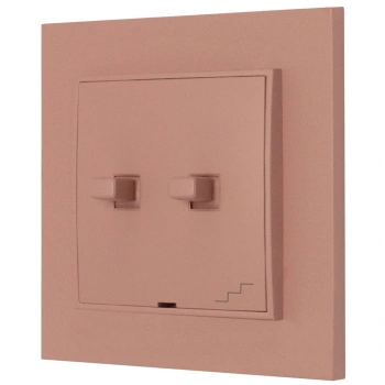 Włącznik schodowy podwójny w stylu USA ramka kwadratowa seria Mini kolor łososiowy