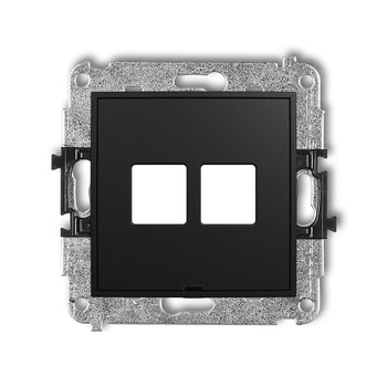 Mechanizm gniazda multimedialnego podwójnego bez modułu, bez pola opisowego standard Keystone Karlik seria ICON 12IGMBO-2P kolor czarny mat