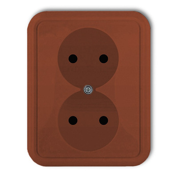 Gniazdo podwójne bez uziemienia 2x2P Karlik seria LIZA 4GPT-2 kolor brązowy