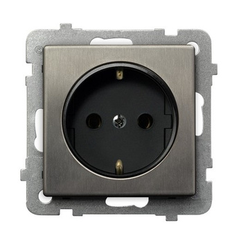 Gniazdo pojedyncze schuko seria SONATA STAL INOX kolor Stal inox symbol GP-1RMS/m/37