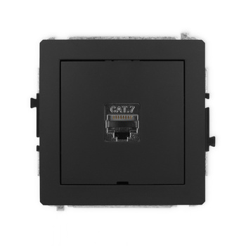 Mechanizm gniazda komputerowego pojedynczego 1xRJ45, kat. 7, ekranowany, 8-stykowy, bez pola opisowego Karlik seria DECO 12DGKBO-9 kolor czarny mat