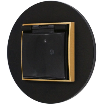 Gniazdo hermetyczne z ramką okrągłą seria MINI kolor czarny złoty