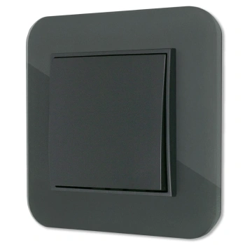 Włącznik pojedynczy z ramką zaokrągloną efekt szkła seria ICON kolor grafitowy mat