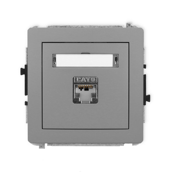 Mechanizm gniazda komputerowego pojedynczego 1xRJ45, kat. 6, ekranowany, 8-stykowy Karlik seria DECO 27DGK-5 kolor szary mat