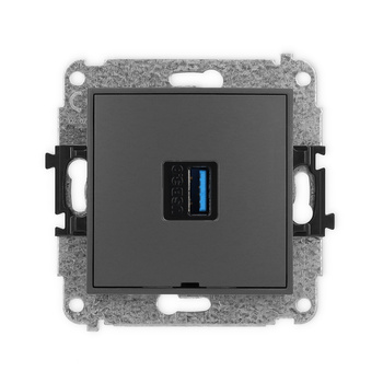 Mechanizm gniazda pojedynczego USB A-A 3.0, bez pola opisowego Karlik seria ICON 28IGUSBBO-5 kolor grafitowy mat