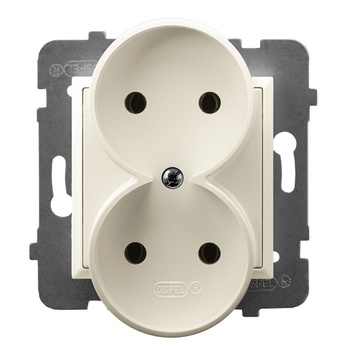 Gniazdo podwójne moduł bez ramki seria ARIA kolor Ecru symbol GP-2UR/m/27