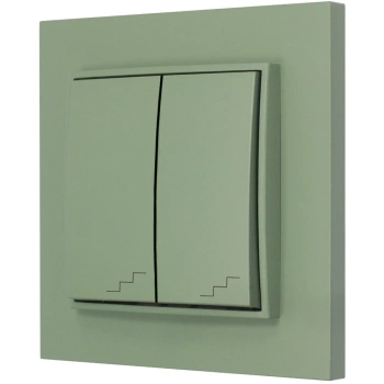 Włącznik schodowy podwójny z ramką prostą seria MINI kolor szałwiowy