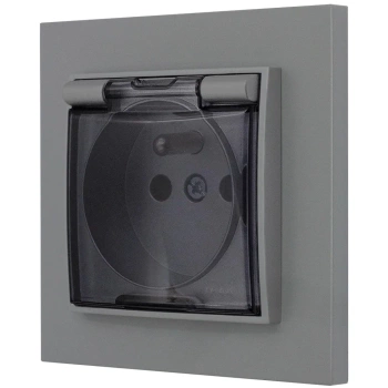 Gniazdo hermetycze z ramką prostą seria MINI kolor szary mat