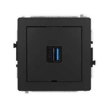 Mechanizm gniazda pojedynczego USB A-A 3.0, bez pola opisowego Karlik seria DECO 12DGUSBBO-5 kolor czarny mat