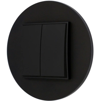Włącznik podwójny z ramką okrągłą seria MINI kolor czarny mat