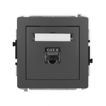 Mechanizm gniazda komputerowego pojedynczego 1xRJ45, kat. 8, ekranowany, 8-stykowy Karlik seria DECO 28DGK-11 kolor grafitowy mat