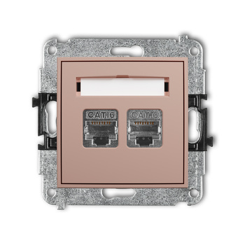 Mechanizm gniazda komputerowego podwójnego 2xRJ45, kat. 6, ekranowany, 8-stykowy Karlik seria ICON 62IGK-6 kolor łososiowy