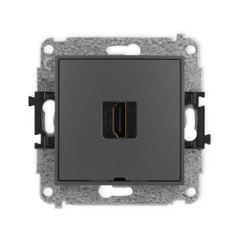 Mechanizm gniazda pojedynczego HDMI 2.0, 4K, bez pola opisowego Karlik seria ICON 28IHDMIBO-3 kolor grafitowy mat