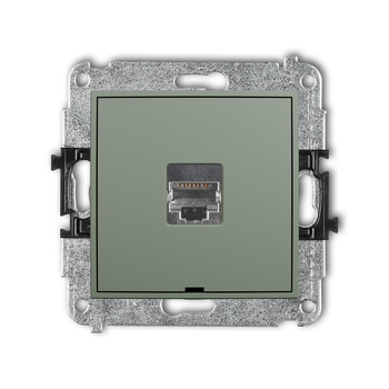 Mechanizm gniazda komputerowego pojedynczego 1xRJ45, kat. 5e, ekranowany, 8-stykowy, bez pola opisowego Karlik seria ICON 61IGKBO-1e kolor szałwiowy