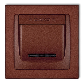 Łącznik hotelowy z ramką uniwersalną pojedynczą z tworzywa DECO Karlik seria DECO 9DSH-1 kolor brązowy metalik