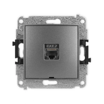 Mechanizm gniazda komputerowego pojedynczego 1xRJ45, kat. 7, ekranowany, 8-stykowy, bez pola opisowego Karlik seria ICON 11IGKBO-9 kolor grafitowy