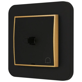 Włącznik dzwonkowy w stylu USA ramka zaokrąglona seria Mini kolor czarny mat/złoty