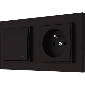 Włącznik schodowy z gniazdkiem kolor czarny mat 3