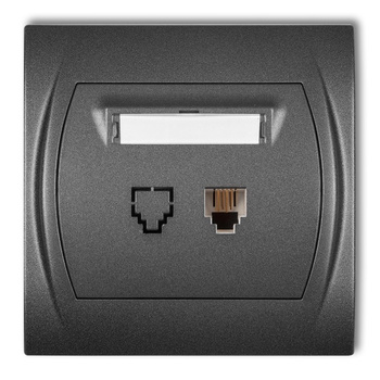 Gniazdo telefoniczne pojedyncze 1xRJ11, 4-stykowy Karlik seria LOGO 11LGT-1 kolor grafitowy