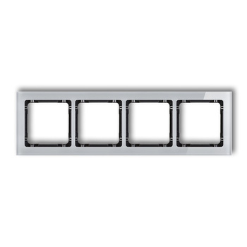 Ramka uniwersalna poczwórna - efekt szkła ramka: szara; spód: czarny Karlik seria DECO 15-12-DRS-4 kolor szary