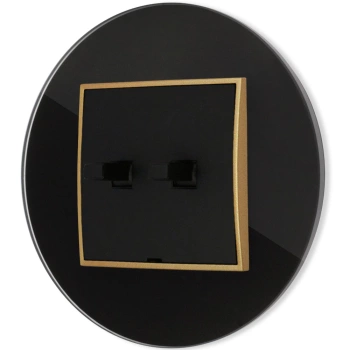 Włącznik podwójny w stylu USA ramka okrągła efekt szkła seria ICON kolor czarny/złoty