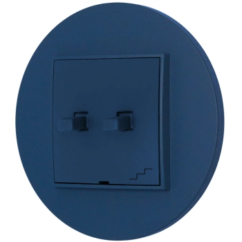 Włącznik schodowy podwójny w stylu USA ramka okrągła seria Mini kolor navy blue