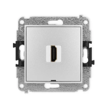 Mechanizm gniazda pojedynczego HDMI 2.0, 4K, bez pola opisowego Karlik seria MINI 7MHDMIBO-3 kolor srebrny metalik