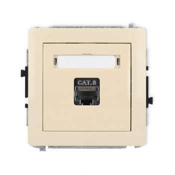 Mechanizm gniazda komputerowego pojedynczego 1xRJ45, kat. 8, ekranowany, 8-stykowy Karlik seria DECO 1DGK-11 kolor beżowy