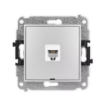 Mechanizm gniazda telefonicznego pojedynczego 1xRJ11, 4-stykowy, beznarzędziowe, bez pola opisowego Karlik seria MINI 7MGTBO-1 kolor srebrny metalik