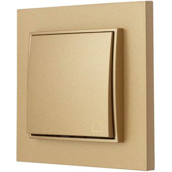 Włącznik dzwonkowy z ramką karlik mini kolor złoty