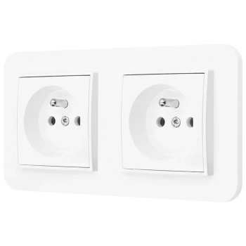 Dwa gniazda pojedyncze z ramką zaokrągloną seria MINI kolor biały