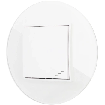 Włącznik schodowy z ramką okrągłą efekt szkła seria ICON kolor biały