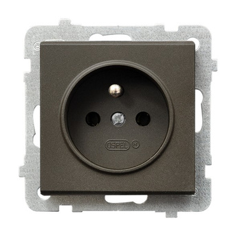 Gniazdo pojedyncze z uziemieniem seria SONATA kolor Czekoladowy metalik symbol GP-1RZ/m/40
