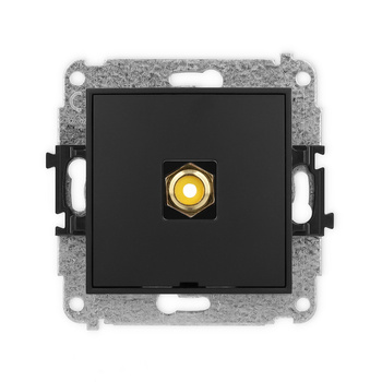 Mechanizm gniazda pojedynczego RCA, bez pola opisowego typu cinch - żółty, pozłacany Karlik seria ICON 12IGRCABO-1 kolor czarny mat