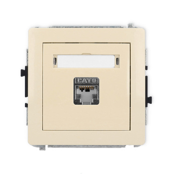 Mechanizm gniazda komputerowego pojedynczego 1xRJ45, kat. 6, ekranowany, 8-stykowy Karlik seria DECO 1DGK-5 kolor beżowy
