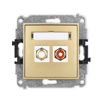 Mechanizm gniazda podwójnego RCA typu cinch - biały i czerwony, pozłacany Karlik seria ICON 29IGRCA-2 kolor złoty