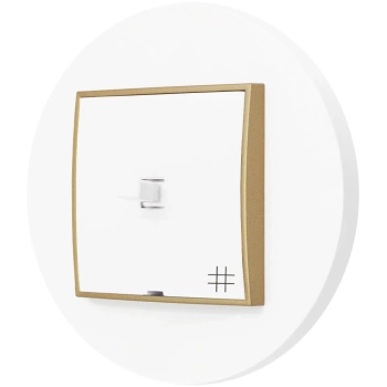 Włącznik krzyżowy w stylu USA ramka okrągła seria Mini kolor biały/złoty