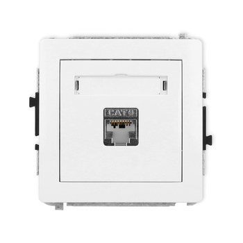 Mechanizm gniazda komputerowego pojedynczego 1xRJ45, kat. 5e, ekranowany, 8-stykowy Karlik seria DECO 25DGK-1e kolor biały mat