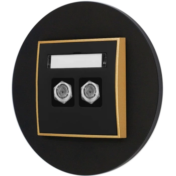 Gniazdo antenowe 2x z ramką okrągłą seria MINI kolor czarny złoty