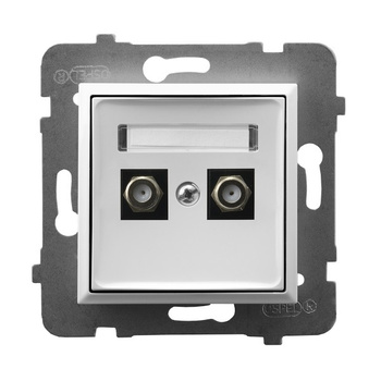 Gniazdo antenowe typu F podwójne seria ARIA kolor Biały symbol GPA-2UF/m/00