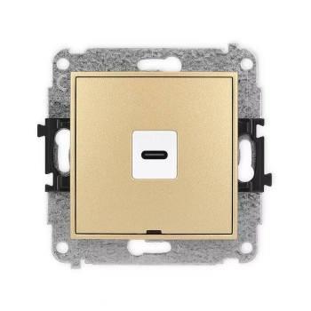 Mechanizm gniazda pojedynczego 1xUSB C-C, bez pola opisowego Karlik seria ICON 29IGUSBBO-7 kolor złoty