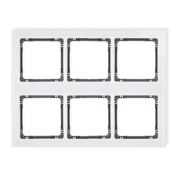 Ramka modułowa 6 krotna 3 poziom, 2 pion - efekt szkła ramka biała; spód grafitowy Karlik seria DECO 0-11-DRSM-3x2 kolor biały