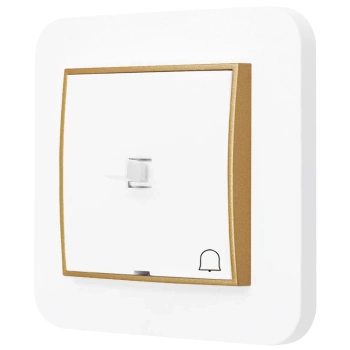 Włącznik dzwonkowy w stylu USA ramka zaokrąglona seria Mini kolor biały/złoty