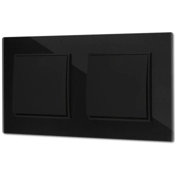 Dwa włączniki pojedyncze z ramką kwadratową efekt szkła seria ICON kolor czarny
