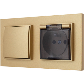 Włącznik z gniazdkiem hermetycznym kolor złoty 17