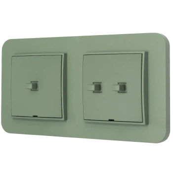 Włącznik pojedynczy i podwójny w stylu USA ramka zaokrąglona seria Mini kolor szałwiowy