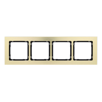Ramka uniwersalna poczwórna - aluminium szczotkowane ramka: kolor mosiężny; spód: czarny Karlik seria DECO 8-12-DRA-4 kolor mosiężny